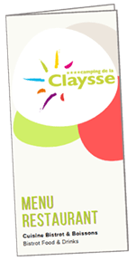 Camping de la Claysse - Carte du restaurant